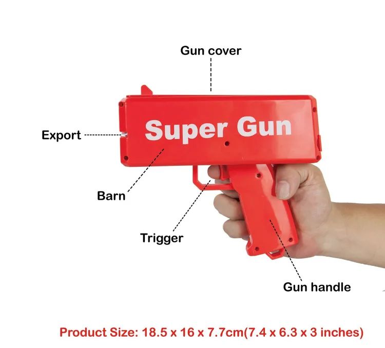 Rain Money Gun Paper Spary Machine Toy Gun Money Gun with 100 Pcs Play Money Cash Gun Party Supplies - Oshi.pk - Buy & Sell Online