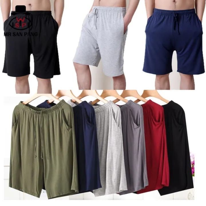 Random Colours Pack of 2 Men's Shorts Men's Casual Sport Gym Elastic Waist Summer Cotton Loose Shorts with Pockets Homewear Short. - Oshi.pk - Buy & Sell Online