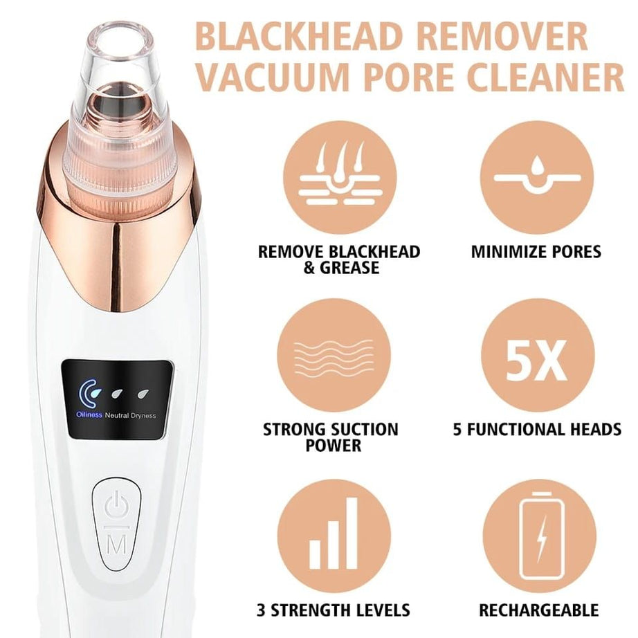 Rechargeable 5-in-1 Blackhead and Acne Removal Vacuum: Unleash Your Skin's Radiance with Our Ultimate Facial Beauty Solution! - Oshi.pk - Buy & Sell Online