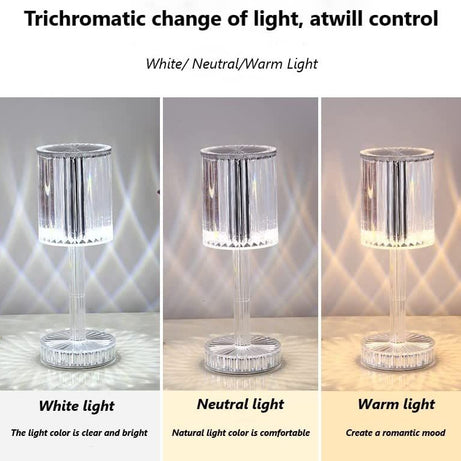 Rechargeable Diamond Crystal Table Lamp Acrylic Desk Decor Atmosphere Lamp LED Bedside Night Light For Bedroom/Living Room - Oshi.pk - Buy & Sell Online