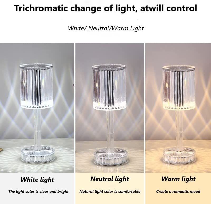Rechargeable Diamond Crystal Table Lamp Acrylic Desk Decor Atmosphere Lamp LED Bedside Night Light For Bedroom/Living Room - Oshi.pk - Buy & Sell Online