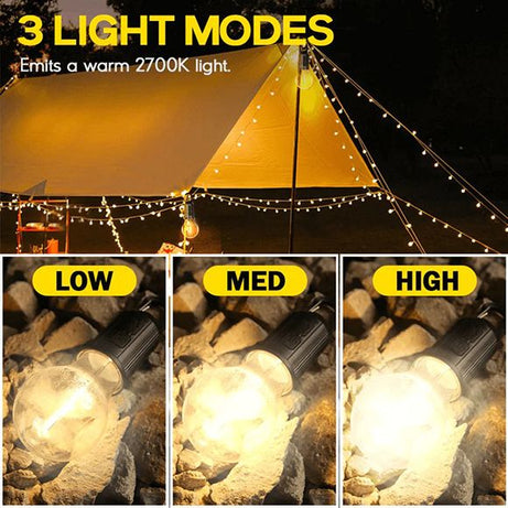 Rechargeable Hanging Bulb Light With 3 Modes