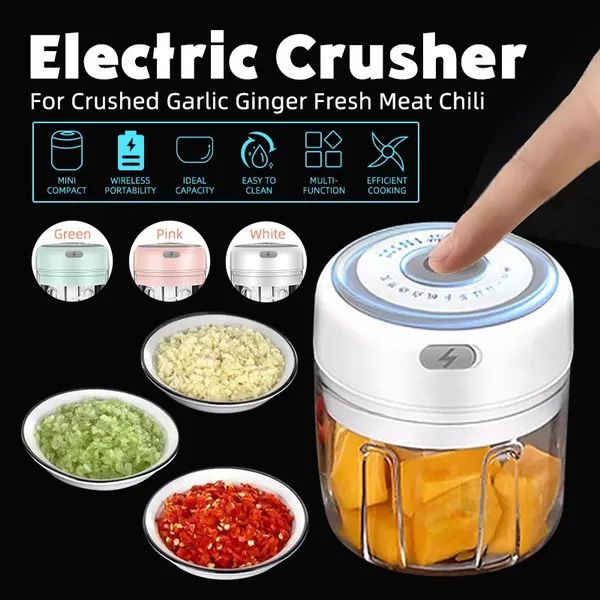 Electric Mini Garlic Chopper Food Chopper Portable Small Food Processor for Pepper Garlic Chili Vegetable Nuts Mincer/Grinder, Baby Food Maker - Oshi.pk - Buy & Sell Online