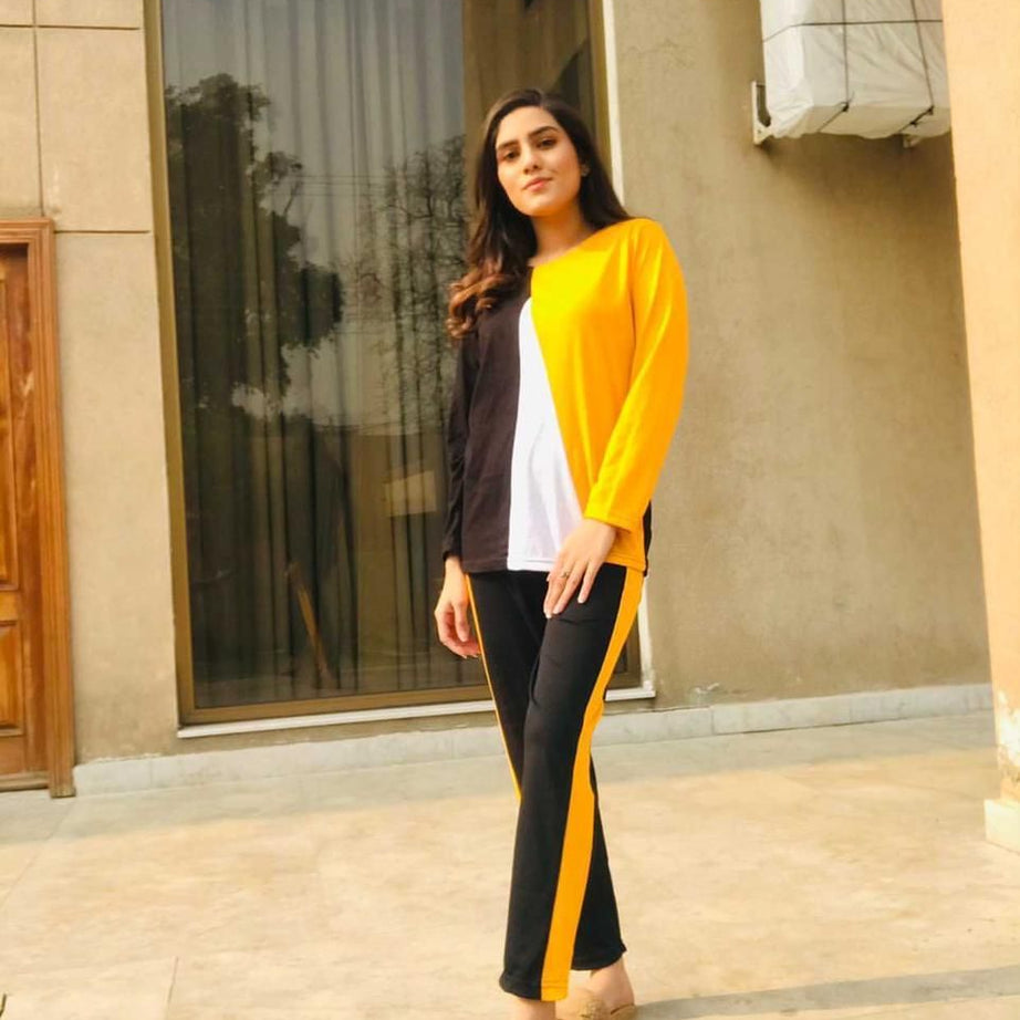 Multicolor Stylish printed T Shirt with Panel Pajama Gym Suit for Her - Oshi.pk - Buy & Sell Online