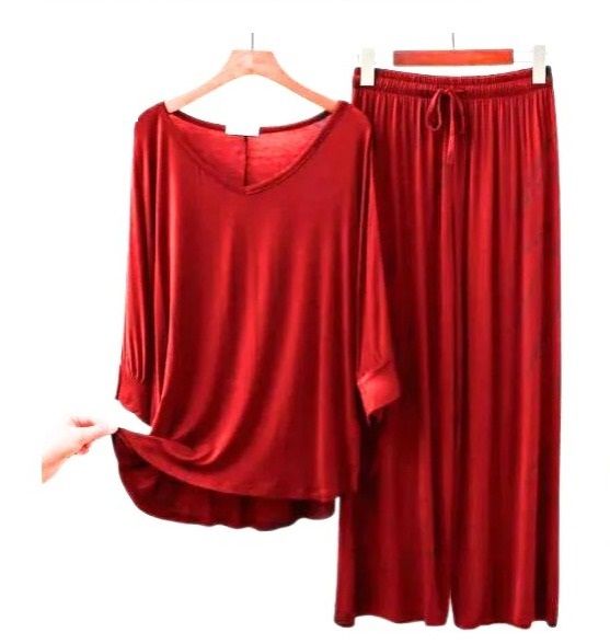 Red V-Neck Women Night Suit - Oshi.pk - Buy & Sell Online