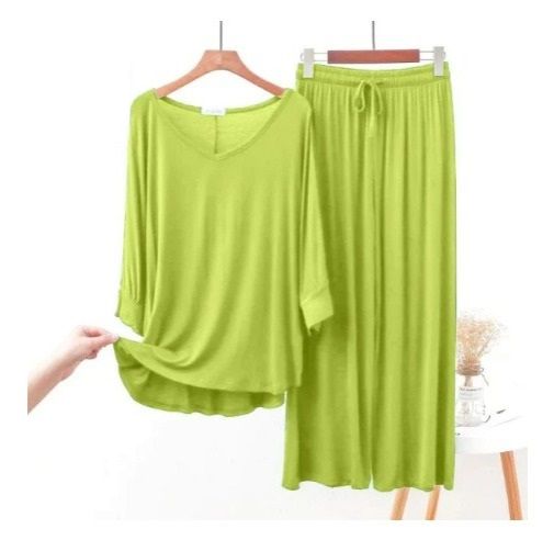 Lemon Yellow V-Neck Women Night Suit - Oshi.pk - Buy & Sell Online