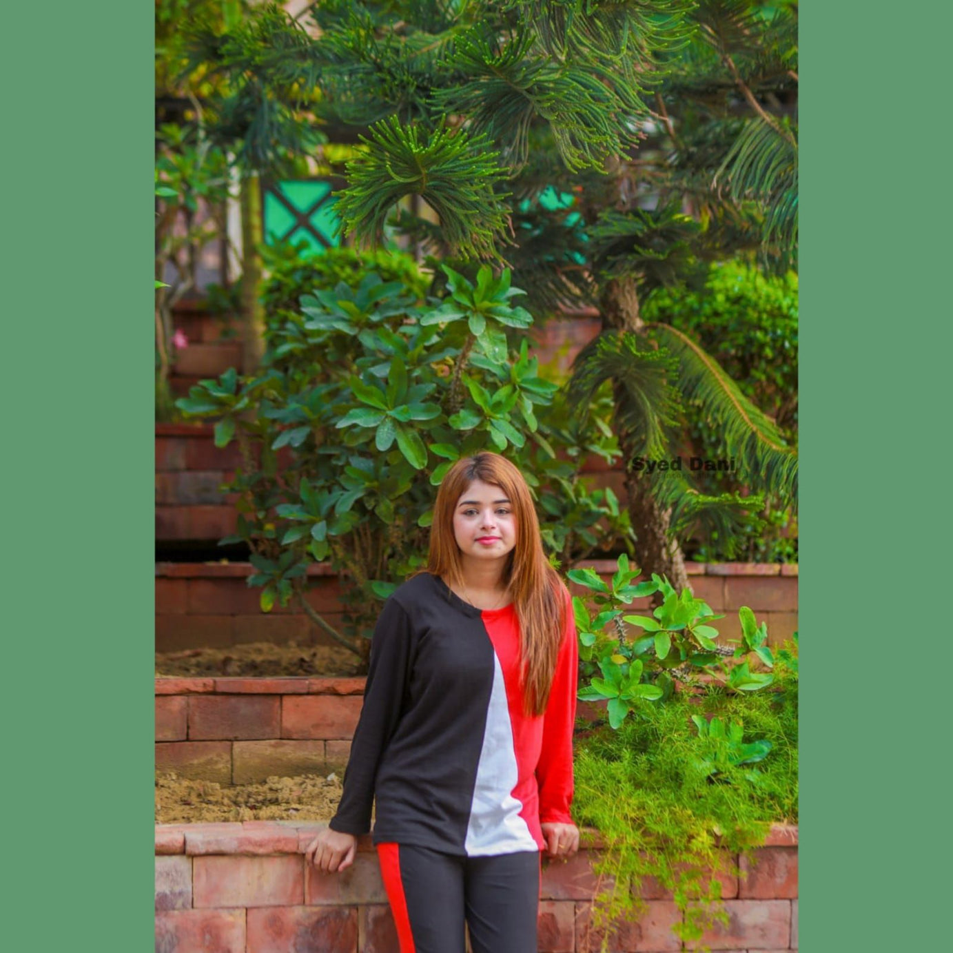 Red V Shape Panel Half Sleeves T Shirt with Panel Pajama Suit for her - Oshi.pk - Buy & Sell Online