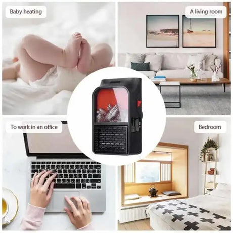 Remote Control Winter New Flame Heater Heater Household Mini Heater Bedroom Office Dormitory Mobile Small Air Conditioner - Oshi.pk - Buy & Sell Online