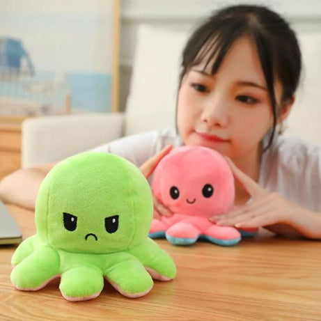 Reversible Octopus Plush, Adorable, Soft Cotton Soft, Double Sided Flip Octopus Plush Dolls Stuffed Animal Toys With Realistic Expression Cute Gift