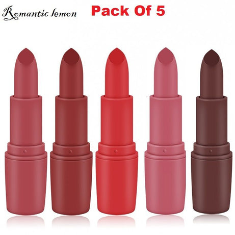 Romantic Lemon Lipstick Matte Waterproof Velvet Lip Stick (Pack 5 color) - Oshi.pk - Buy & Sell Online
