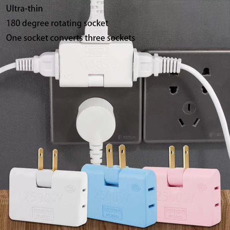 Rotating Wall Socket 3 In 1 Extension Power Adapter Rotatable Plug Socket Converter 2500w Extension Plug Multi Plug Flat Pin