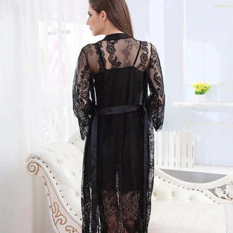 Sensual Net Lace Lingerie With Gown -Black - Oshi.pk - Buy & Sell Online