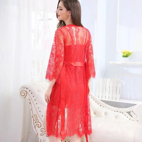 Sensual Net Lace Lingerie With Gown -Red - Oshi.pk - Buy & Sell Online