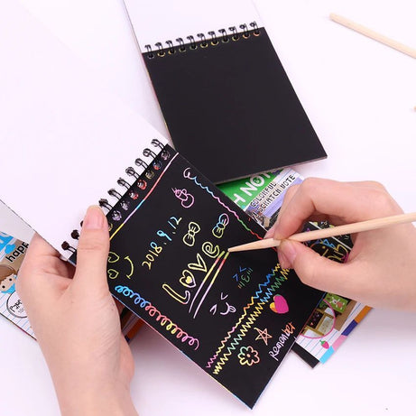 Scratch Note Black Cardboard Creative DIY Draw Sketch Notes For Toy Notebook School Supplies - Oshi.pk - Buy & Sell Online