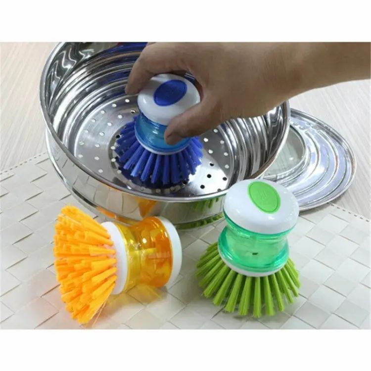 Scrub Kitchen Wash Tool And Dishwashing Brush For Kitchen Cleaning Brush And Pot Dish Plastic Brush With Washing Up Liquid For Self Dispensing Cleaning Brush Soap Dispenser Brush - Oshi.pk - Buy & Sell Online