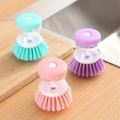 Scrub Kitchen Wash Tool And Dishwashing Brush For Kitchen Cleaning Brush And Pot Dish Plastic Brush With Washing Up Liquid For Self Dispensing Cleaning Brush Soap Dispenser Brush - Oshi.pk - Buy & Sell Online