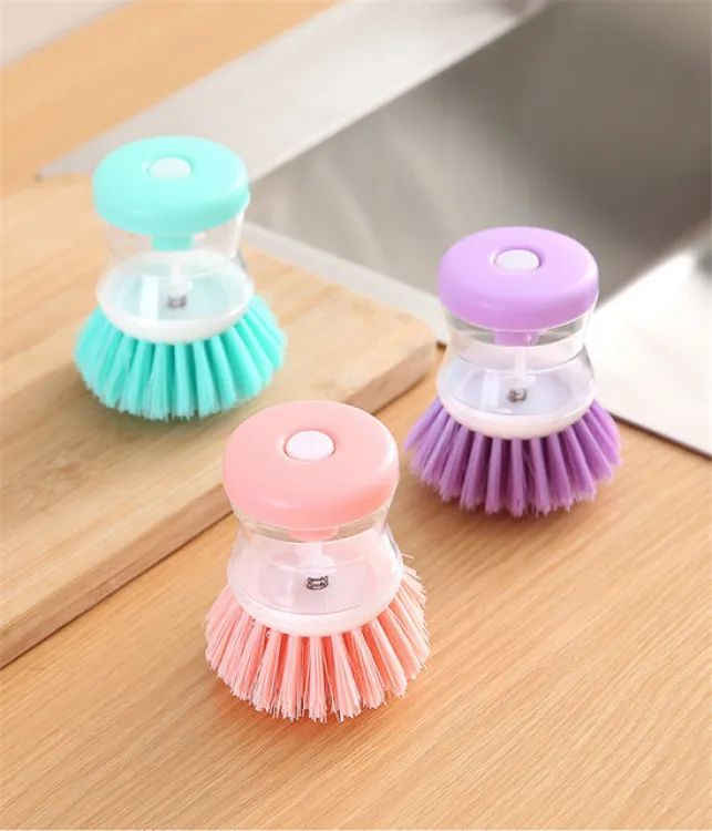 Scrub Kitchen Wash Tool And Dishwashing Brush For Kitchen Cleaning Brush And Pot Dish Plastic Brush With Washing Up Liquid For Self Dispensing Cleaning Brush Soap Dispenser Brush - Oshi.pk - Buy & Sell Online
