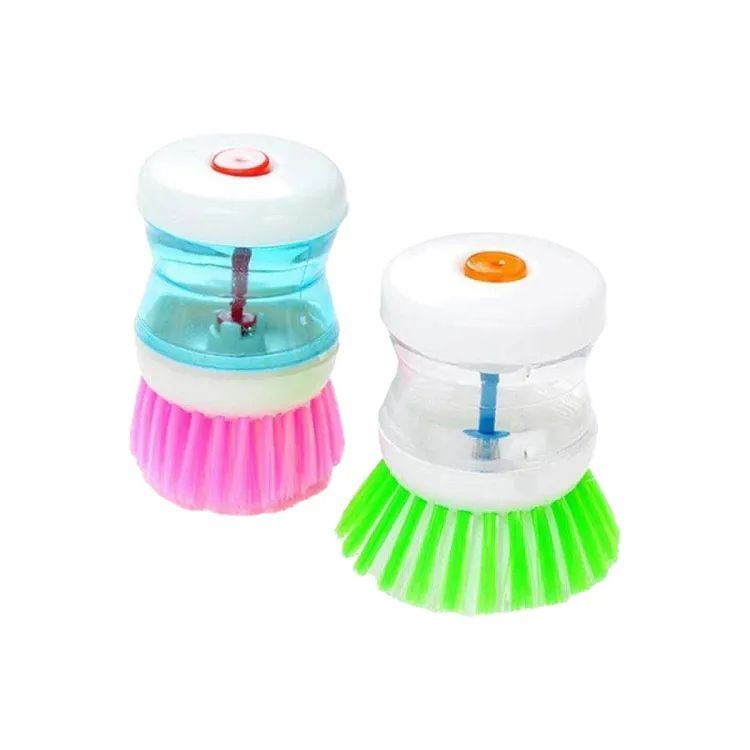 Scrub Kitchen Wash Tool And Dishwashing Brush For Kitchen Cleaning Brush And Pot Dish Plastic Brush With Washing Up Liquid For Self Dispensing Cleaning Brush Soap Dispenser Brush - Oshi.pk - Buy & Sell Online