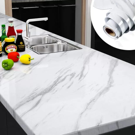 Self Adhesive Black & White Marble Sheet for Kitchen / Waterproof Anti Oil & Heat Resistant Wallpaper Sheet - Oshi.pk - Buy & Sell Online