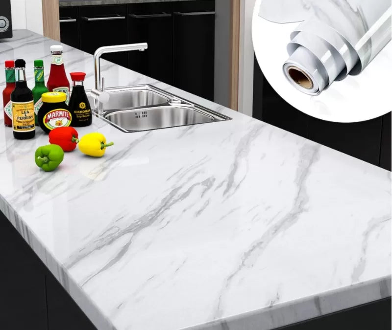 Self Adhesive Black & White Marble Sheet for Kitchen / Waterproof Anti Oil & Heat Resistant Wallpaper Sheet - Oshi.pk - Buy & Sell Online