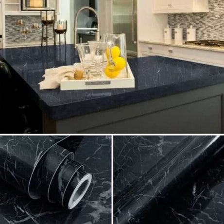 Self Adhesive Black & White Marble Sheet for Kitchen / Waterproof Anti Oil & Heat Resistant Wallpaper Sheet - Oshi.pk - Buy & Sell Online