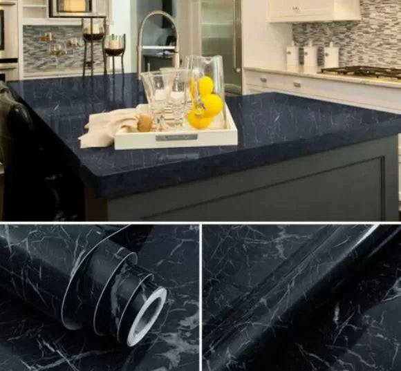 Self Adhesive Black & White Marble Sheet for Kitchen / Waterproof Anti Oil & Heat Resistant Wallpaper Sheet - Oshi.pk - Buy & Sell Online