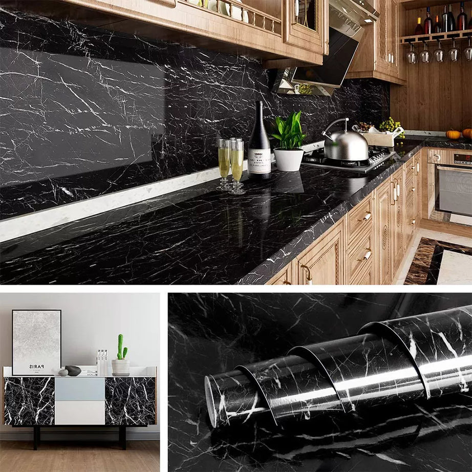 Self-Adhesive Black Marble Wallpaper 60cm*2m - Oshi.pk - Buy & Sell Online