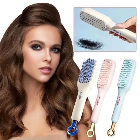 Self-Cleaning Anti-Static Massage Comb, Retractable Cleaning Hair Comb, Massage Hairbrush for Women, Cleaning Hair Brush for Effortless Hair Removal a - Oshi.pk - Buy & Sell Online