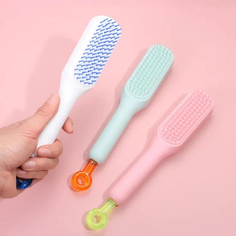 Self-Cleaning Anti-Static Massage Comb, Retractable Cleaning Hair Comb, Massage Hairbrush for Women, Cleaning Hair Brush for Effortless Hair Removal a - Oshi.pk - Buy & Sell Online