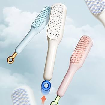 Self Cleaning Hair Brush, Self-Cleaning Hair Brushes for women Easy-to-Clean, Massage Retractable Bristle Hairbrush for Effortless Hair Removal and Cl - Oshi.pk - Buy & Sell Online