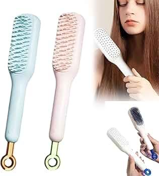 Self Cleaning Hair Brush, Self-Cleaning Hair Brushes for women Easy-to-Clean, Massage Retractable Bristle Hairbrush for Effortless Hair Removal and Cl - Oshi.pk - Buy & Sell Online