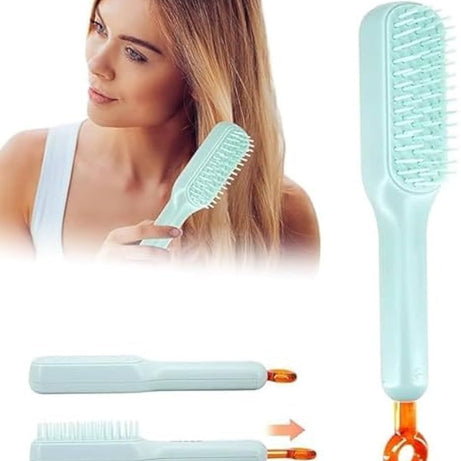 Self Cleaning Hair Brush, Self-Cleaning Hair Brushes for women Easy-to-Clean, Massage Retractable Bristle Hairbrush for Effortless Hair Removal and Cl - Oshi.pk - Buy & Sell Online