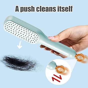 Self Cleaning Hair Brush, Self-Cleaning Hair Brushes for women Easy-to-Clean, Massage Retractable Bristle Hairbrush for Effortless Hair Removal and Cl - Oshi.pk - Buy & Sell Online