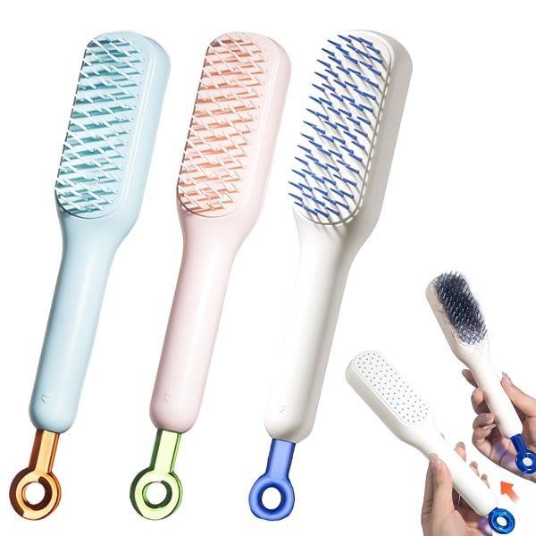 Self-Cleaning Hairbrush With Retractable Swivel And Lift - Oshi.pk - Buy & Sell Online