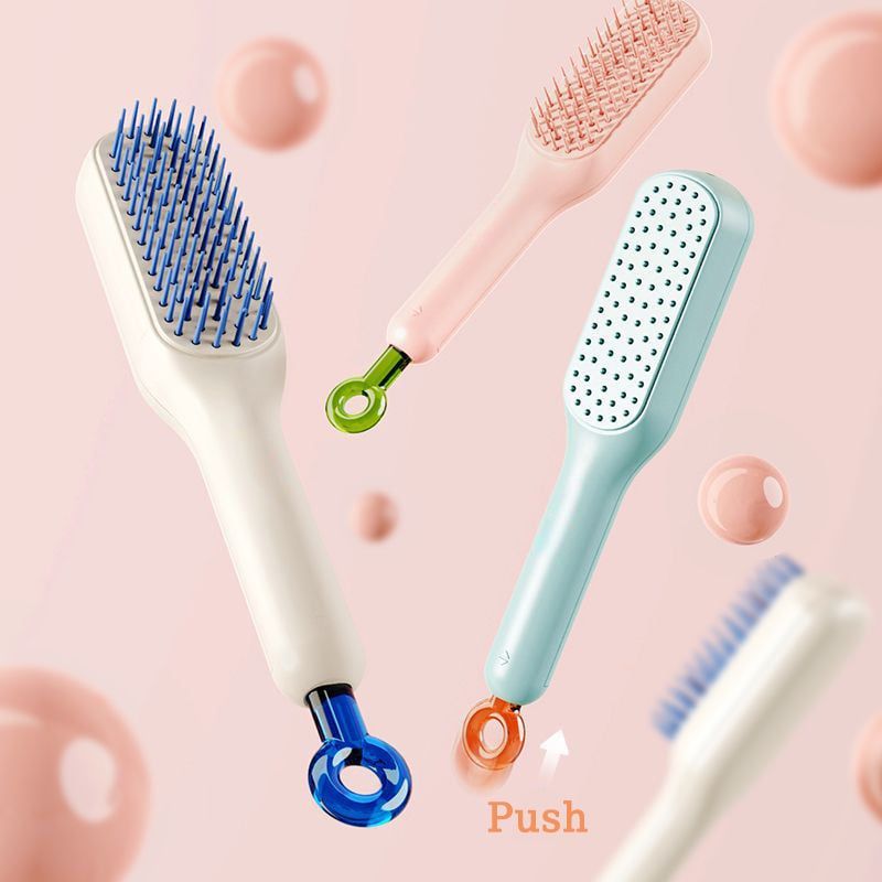 Self-Cleaning Hairbrush With Retractable Swivel And Lift - Oshi.pk - Buy & Sell Online