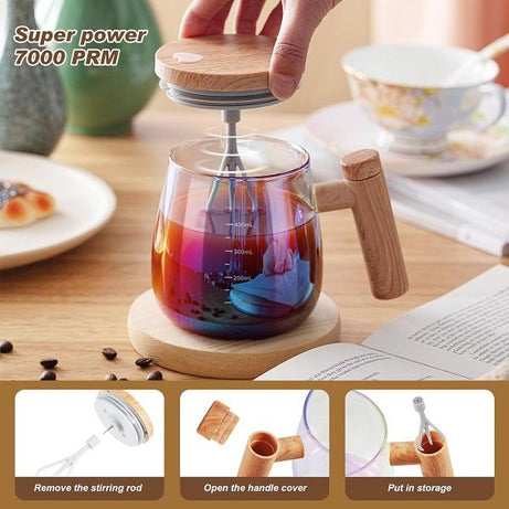 Self Stirring Electric Glass Mixing Mug with Handle & Lid - Oshi.pk - Buy & Sell Online