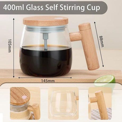 Self Stirring Electric Glass Mixing Mug with Handle & Lid - Oshi.pk - Buy & Sell Online