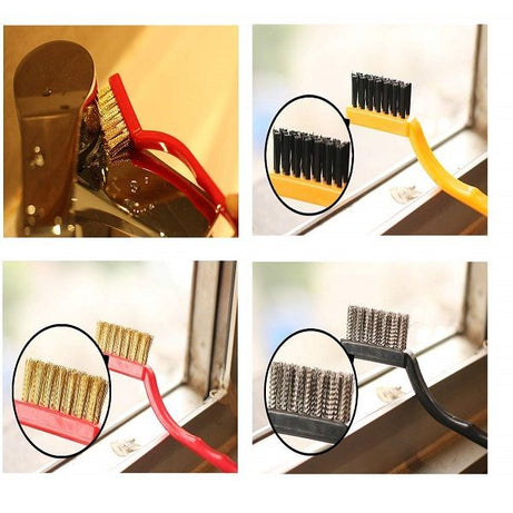 Set of 3 Pcs Mini Wire Brush Cleaning Tool Kit Brass Nylon Stainless Steel Bristles - Oshi.pk - Buy & Sell Online