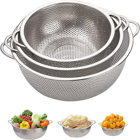 Set of 3 Strainer Fruit Drain Rice Mesh Sifter Colander Food Basket - Oshi.pk - Buy & Sell Online