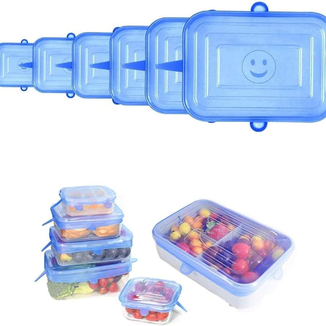 Set of 6 Silicone Lids Stretchy Silicone Lids Universal Silicone Lids Fresh Silicone Lids Reusable in Various Sizes Stretch Lid for Bowls Cups - Oshi.pk - Buy & Sell Online