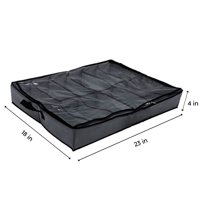Shoes Under Bed Shoe Organizer Bag Hard Solid Fabric with Clear Plastic Zip Cover - Oshi.pk - Buy & Sell Online