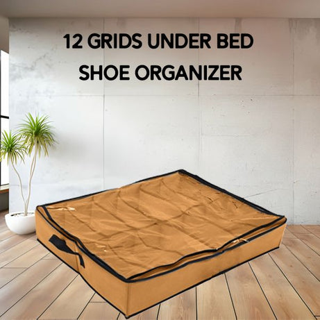 Shoes Under Bed Shoe Organizer Bag Hard Solid Fabric with Clear Plastic Zip Cover - Oshi.pk - Buy & Sell Online