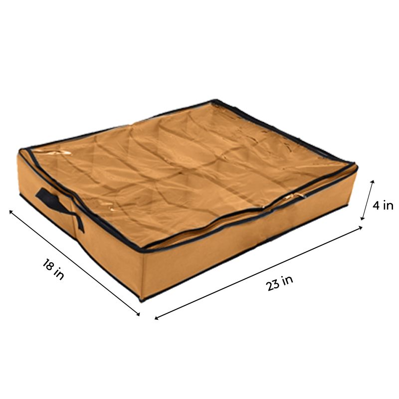 Shoes Under Bed Shoe Organizer Bag Hard Solid Fabric with Clear Plastic Zip Cover - Oshi.pk - Buy & Sell Online