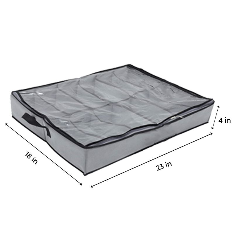 Shoes Under Bed Shoe Organizer Bag Hard Solid Fabric with Clear Plastic Zip Cover - Oshi.pk - Buy & Sell Online