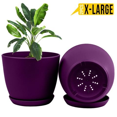 Shop2home Extra Large Plant Pots Pack of 2 – Perfect Home Decor For Indoor And Outdoor Planters With Drainage -(Without Plants) - Oshi.pk - Buy & Sell Online