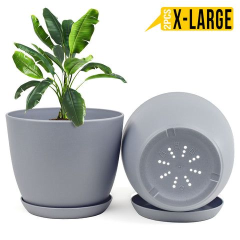 Shop2home Extra Large Plant Pots Pack of 2 – Perfect Home Decor For Indoor And Outdoor Planters With Drainage -(Without Plants) - Oshi.pk - Buy & Sell Online
