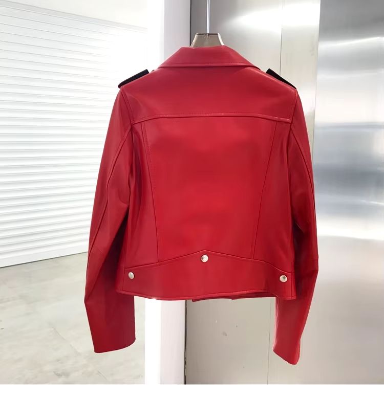 Short Leather Motorcycle Biker Jacket For Women - Oshi.pk - Buy & Sell Online