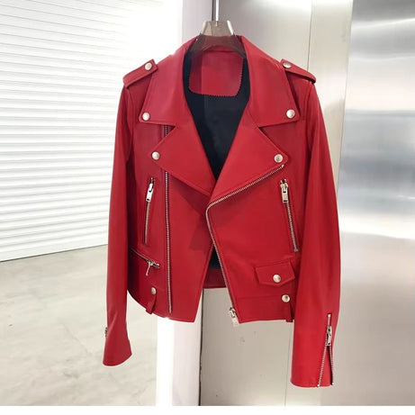 Short Leather Motorcycle Biker Jacket For Women - Oshi.pk - Buy & Sell Online