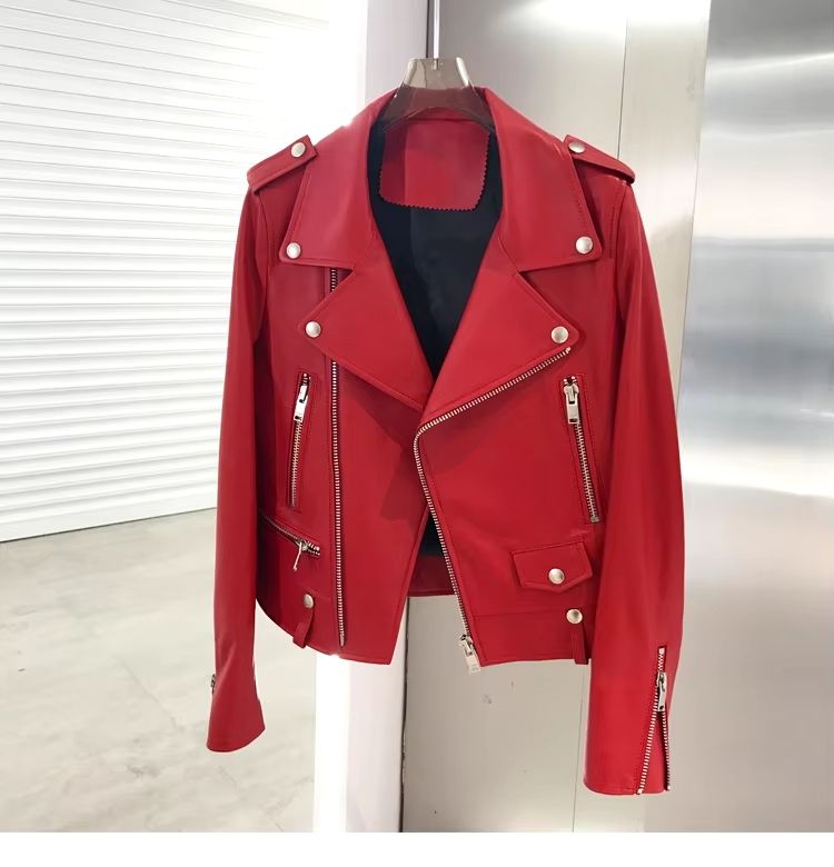 Short Leather Motorcycle Biker Jacket For Women - Oshi.pk - Buy & Sell Online
