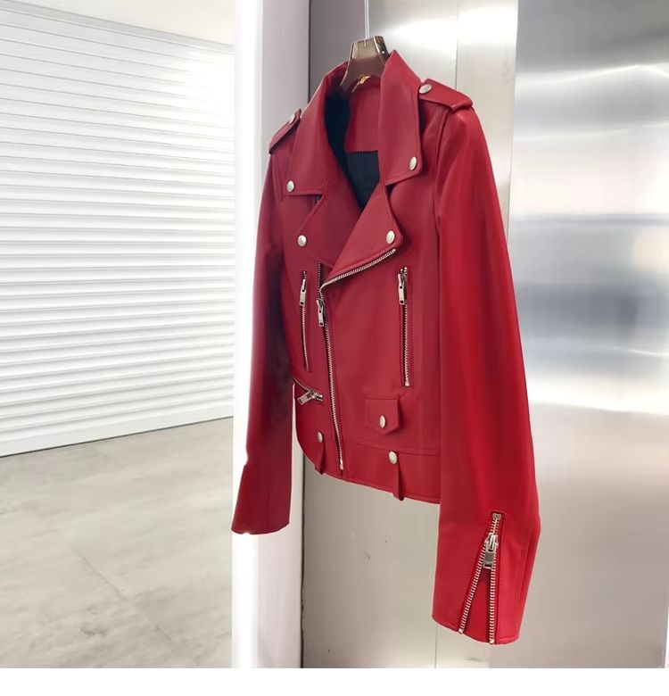 Short Leather Motorcycle Biker Jacket For Women - Oshi.pk - Buy & Sell Online